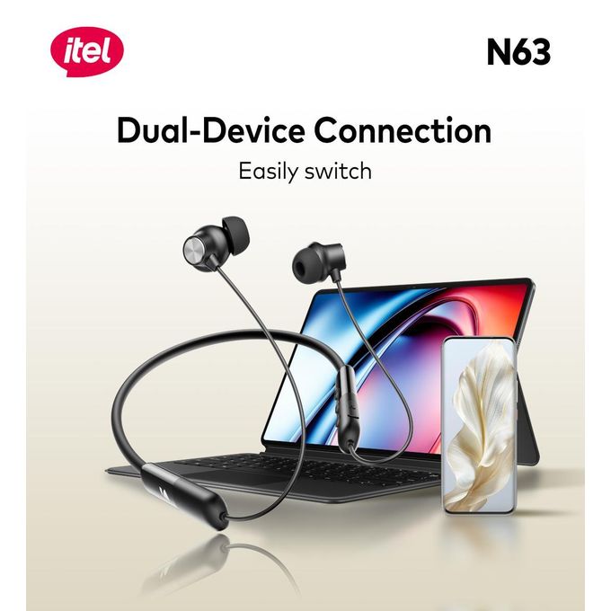 itel N63 Wireless Neckband Headphones
