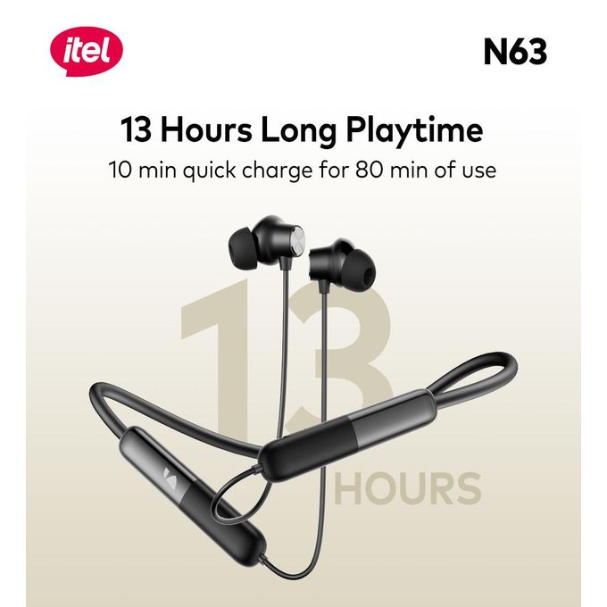 itel N63 Wireless Neckband Headphones