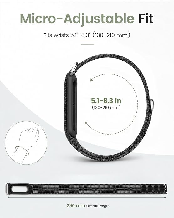 Ecosystem Nylon Sport Band Compatible with Google Fitbit Air, Replacement Loop Strap | Soft Breathable Hook-and-Loop Nylon Wristband, Micro-Adjustable Lightweight Fit for Women and Men