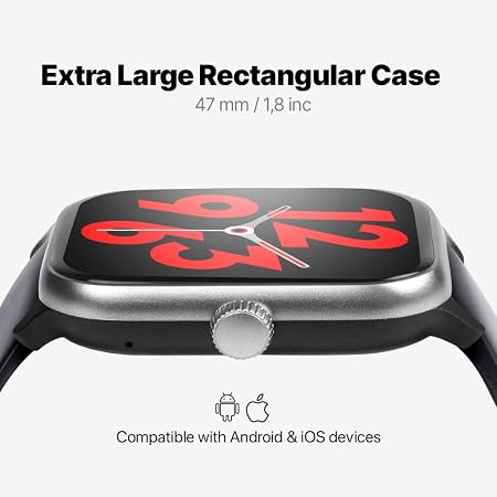 ttec Tempus Pro 47mm AMOLED Screen Regtangular Casing Smart Watch, Black