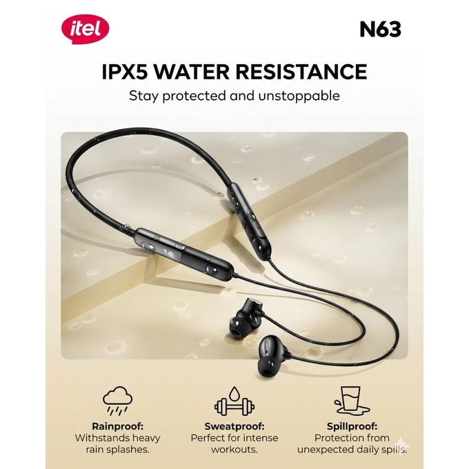 itel N63 Wireless Neckband Headphones