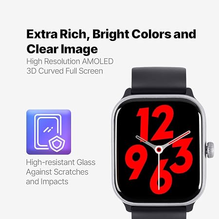 ttec Tempus Pro 47mm AMOLED Screen Regtangular Casing Smart Watch, Black