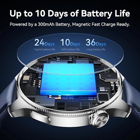 Joyroom JR-FC3 Classic Smart Watch with Bluetooth Calling (Answer/Make Call), 1.43" HD Display, 24/7 Health Monitor (Heart Rate, SpO2), 100+ Sports Modes, IP68 Waterproof