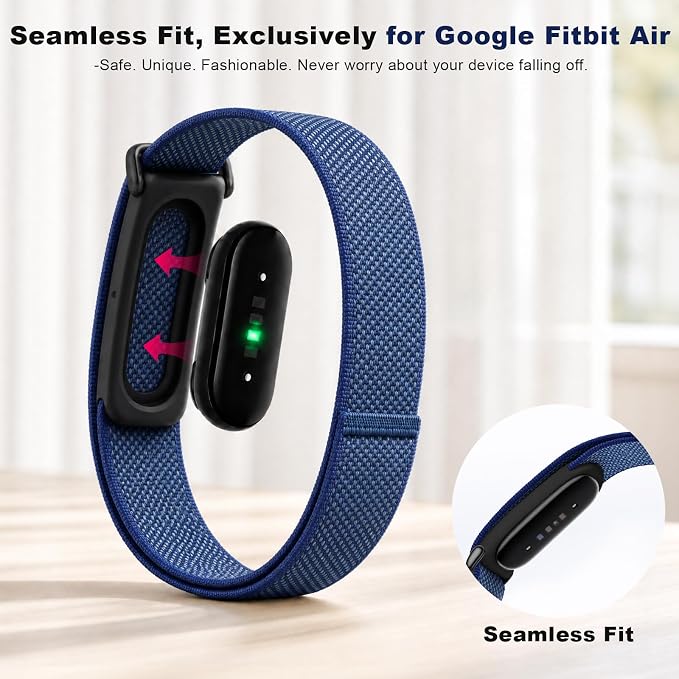 Ecosystem Nylon Sport Band Compatible with Google Fitbit Air, Replacement Loop Strap | Soft Breathable Hook-and-Loop Nylon Wristband, Micro-Adjustable Lightweight Fit for Women and Men