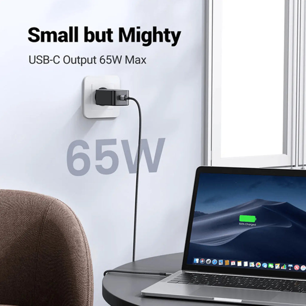 Ugreen USB A/C Wallcharger Nexode Dual C1xUSB-A, 65W, GaN, -CD244
