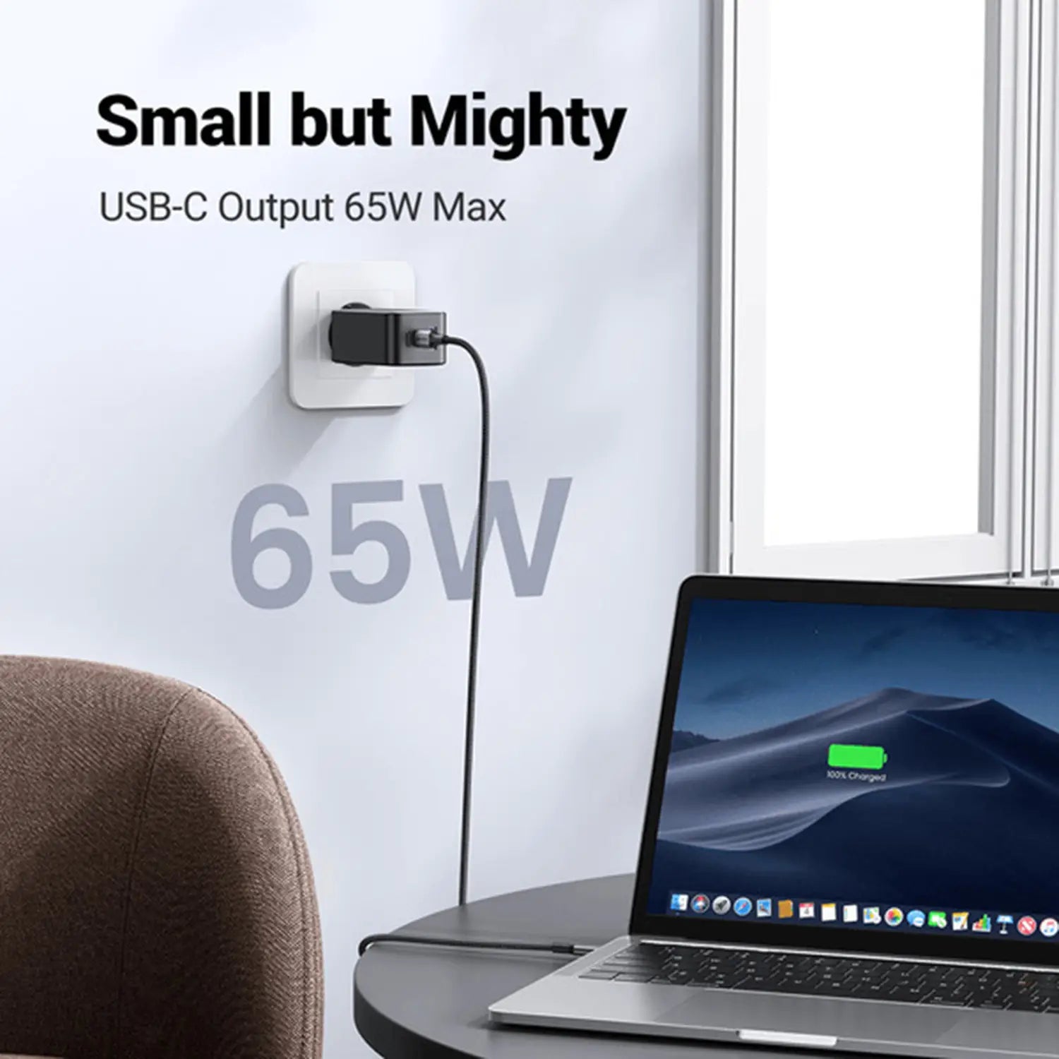 Ugreen USB A/C Wallcharger Nexode Dual C1xUSB-A, 65W, GaN, -CD244
