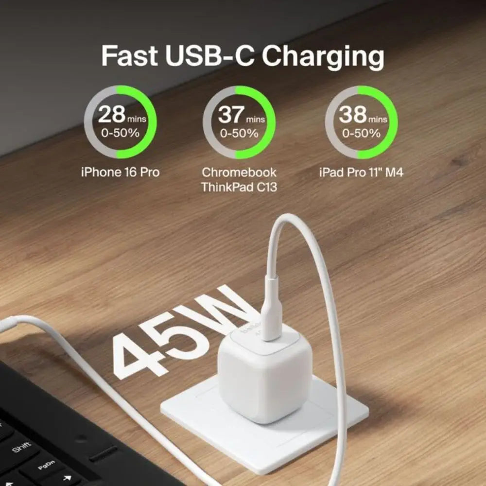 Belkin Wall Charger USB-C GAN 45W PPS - White