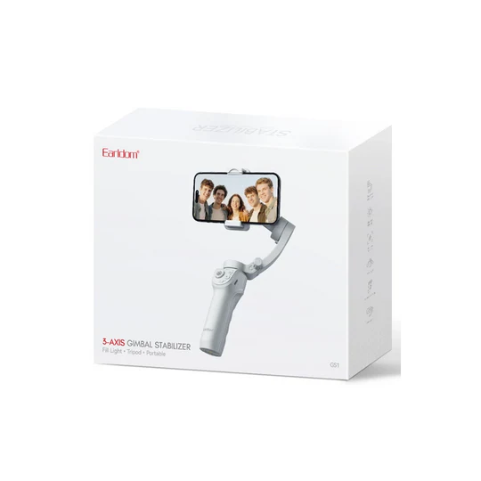 Earldom 3 Axis gimbal Stabilizer Portable Tripod - White