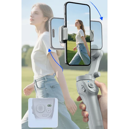 Earldom 3 Axis gimbal Stabilizer Portable Tripod - White