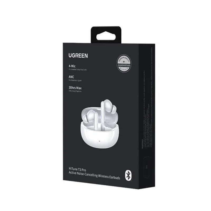UGREEN HiTune T3 Pro Bluetooth 5.4 Earbuds, Active Noise Cancellation Earphones, 4 Mics ENC Clear Call Headsets, 30H Playtime USB C Fast Charging, IPX5 Waterproof, Customised APP 2 Devices Connection